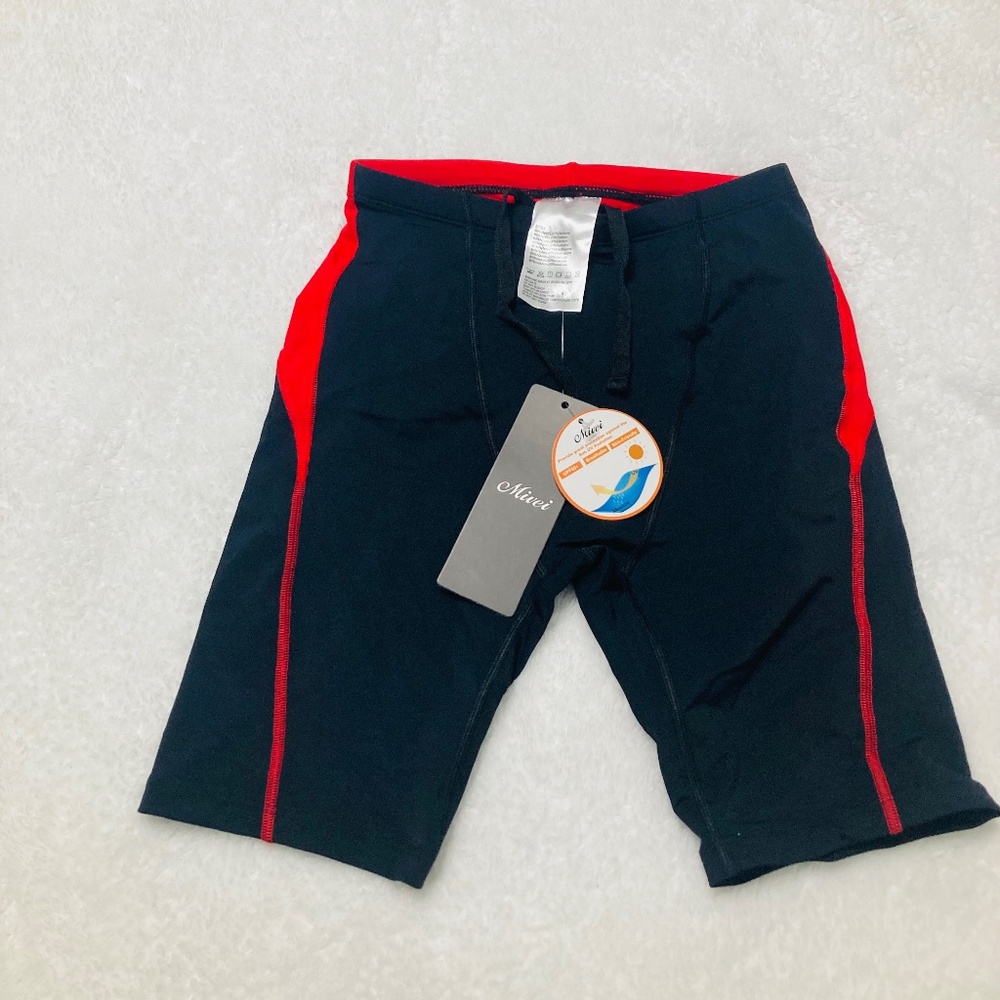 Mivei Men's  Swimsuit Black/Blue Swim Bottom size M